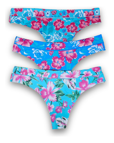 Calzones Tipo Bikini, Con Estampado Floral 3 Pzs.