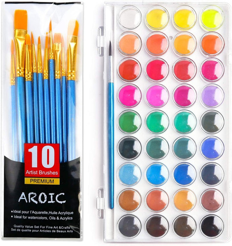 Set De Acuarelas Watercolor Aroic 36 Colores Y 10 Pinceles