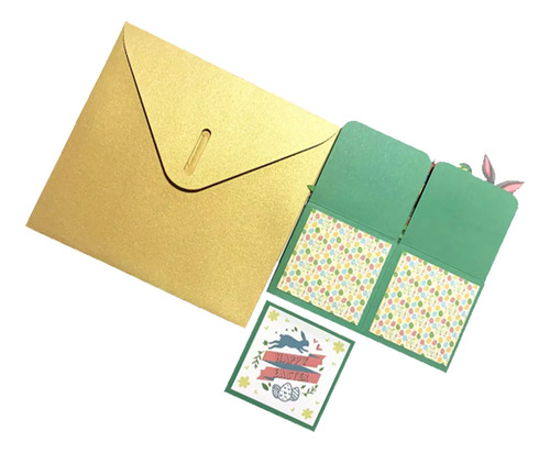 Tarjeta 3d Caja De Regalo Sorpresa Felices Pascuas / Conejo