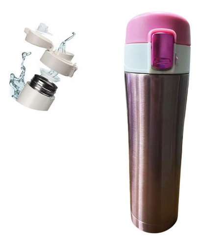 Garrafa Térmica Squeeze Inox 500ml A Vácuo Rosa Gold