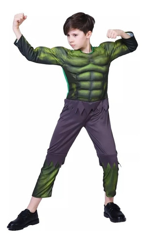 Disfraz Niños Superheroes Hulk C/músculos Y Careta