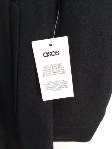 Abrigo Mujer Asos Cuello Subido Skater Mix Lana Negro 42