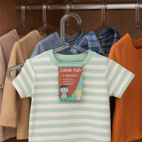 Kit De Cabide Infantil Transparente Com 3 Unidades