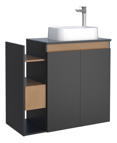 Mueble Para Baño En Madera Lótus 80 Negro 102675