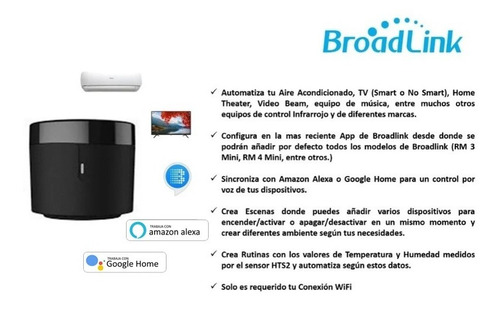 Control Remoto Universal Wifi Broadlink Rm4 Mini Sensor Hts2