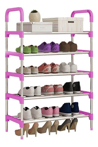 Zapatera Organizador Zapatos Rack 18 Pares 5 Niveles Repisas Color Rosa