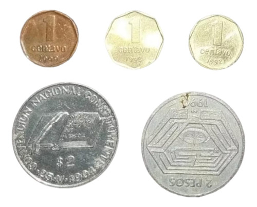 Monedas 1 Centavo + 2 De 2 Pesos Conmemorativas