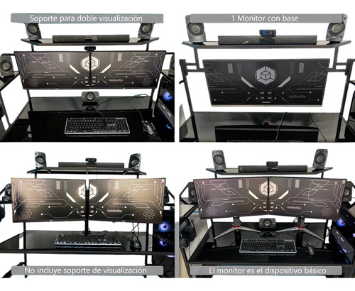 Escritorio Multifuncional Gamer Para Computadora Y Cuarto Negro