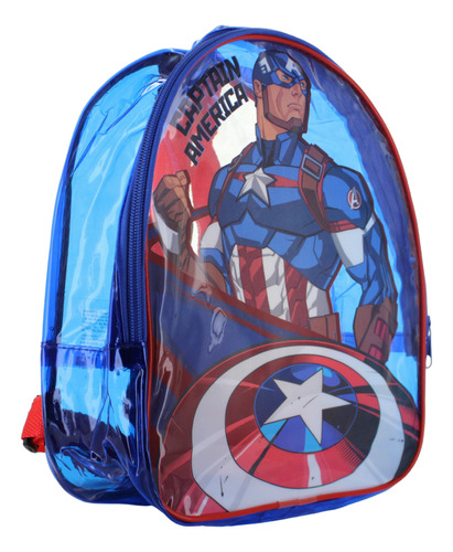 Capitan America Mochila Escolar Kinder Transparente Niño 871 Color Azul Diseño de la tela No aplica