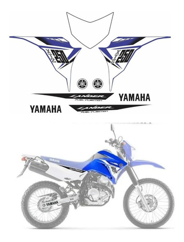 Kit Adesivos Para Yamaha Lander 250 2015 15561 Cor Azul/PRETO/BRANCO