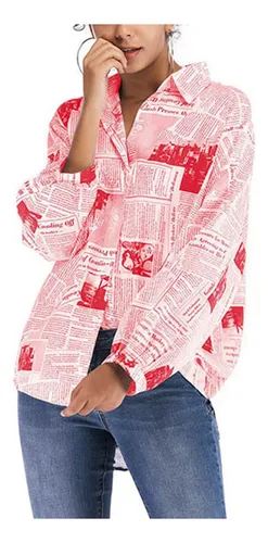 Camisa estampado periodico sale