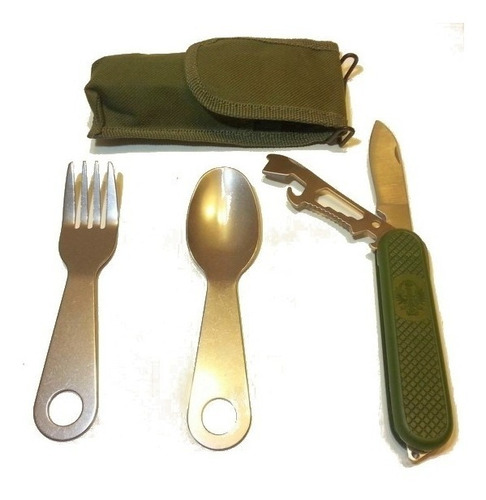 Set Cubiertos Camping Cuchillo Cuchara Tenedor Destapador