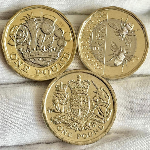 3 Moedas Oficiais De 1 Libra Rainha Elizabeth E Rei Charles