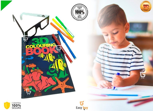 Libro De Dibujos Para Colorear Con Gafas 3d Incluidas 