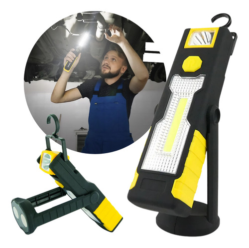 Linterna Led Usb Lampara Trabajo Emergencia Iman Gancho Linterna Negro Luz Blanco