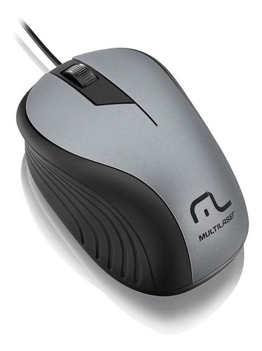 Mouse Multilaser Emborrachado Preto E Grafite Com Fio Usb