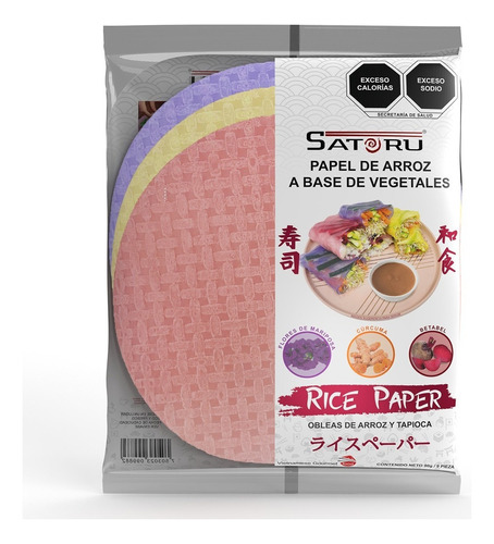  Papel De Arroz A Base De Vegetales 9 Hojas / 90g SatoruSatoru