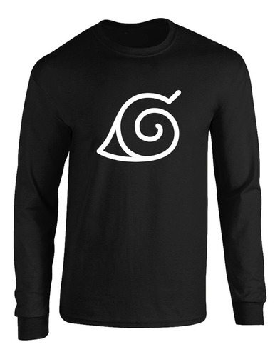 Camibuso Naruto Anime Konoha  Camiseta Manga Larga Negra