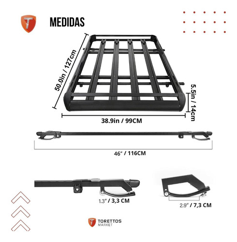 Barras Porta Equipaje Parrilla Universal Aluminio Negro