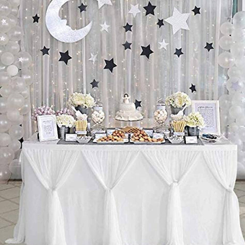 Faldon Para Mesa Manteles Tul Fiesta Boda Bautizo Decoración