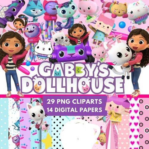 Kit Imprimible Gabby Dolls House Clipart Png Papeles 