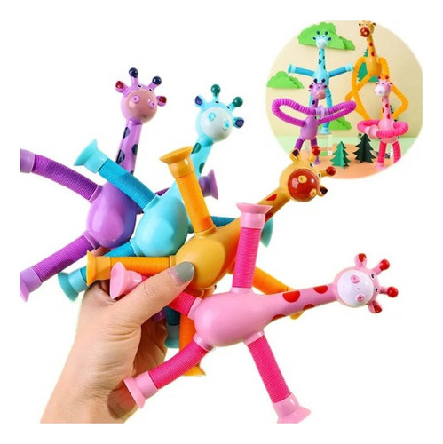 Girafas Pop It Tubo Led Kit 2un Estica E Gruda Montessori Cor Sortidas