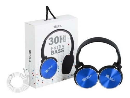 Audífonos Inalámbricos Bluetooth Extra Bass Duración 30 Hrs Color Azul