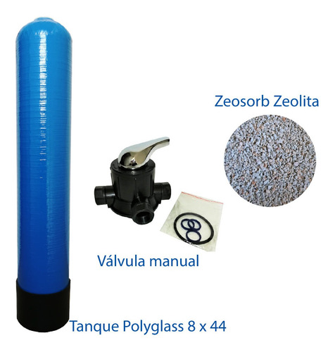 Tanque Polyglass 8x44 Valvula Manual + Medio Zeosorb Zeolita