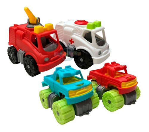 3 Vehiculos Duravit Plásticos Ambulancia Bombero Y Camioneta