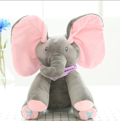 Elefante Musical Mexe Orelha Peek A Boo Canta Brinca 30 Cm