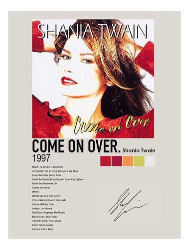 Poster Papel Fotografico Shania Twain Come On Over 120x80