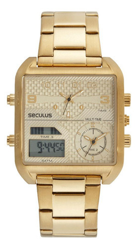 Relógio Seculus Masculino Digiana Dourado 77161gpsvda2