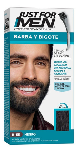 Just For Men Colorante Gel Barba Y Bigote Tapa Canas Negro