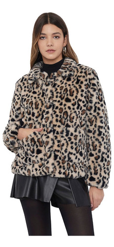 Chaqueta Mujer Peluda Crop Animal Corona