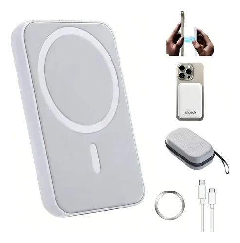 Jiditech Power Bank Magnético 10000mah P3, Inalámbrico 15w, Carga Rápida 20w Por Cable, Batería Portátil, Compatible Con iPhone Y Android, Delgado Y Portátil, Batería Acople Magnético Seguro
