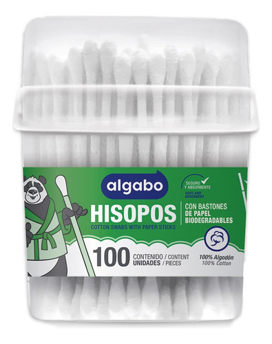 Hisopos Papel Ecológico 100u Algabo