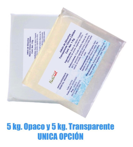 10 Kg Jabon De Glicerina Climas Calidos Opaco Y Transparente