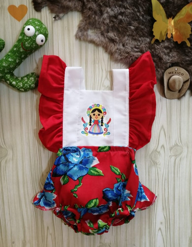 Pañalero Patrio Mexicano Muñeca Lele Incluye Moño Para Bebe 