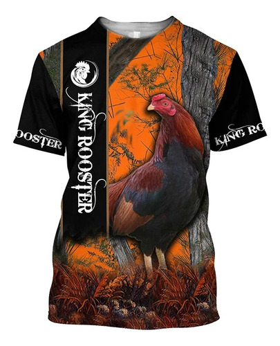 Camiseta Informal Con Estampado 3d De Gallo De Pelea