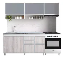 Comprar Combo Bajo Mesada 160 Cm + Alacena 160 Cm + Sobrepurificador 60cm Sorrento Gris Ricchezze