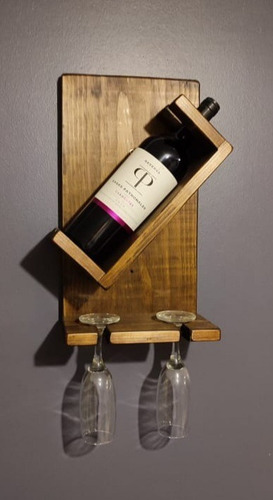 Imagen 2 de 2 de Porta Vino Y Copas Madera, Botellero