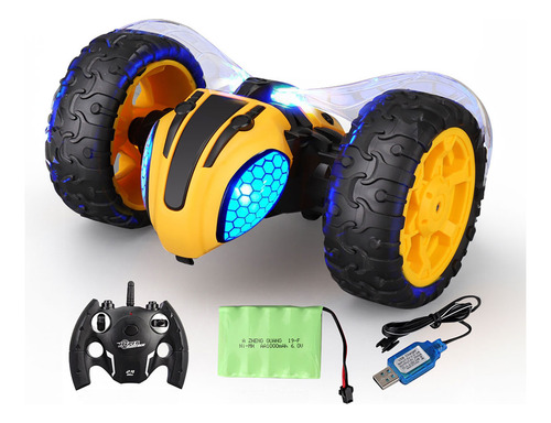 Coche Rc Recargable Abeja Con Movimiento 360° Y Luces Led