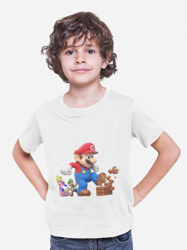 Polera Infantil Unisex Mario Bros Super Videojuego Estampado