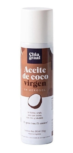 Aceite De Coco Virgen En Aerosol X 190ml - Chia Graal
