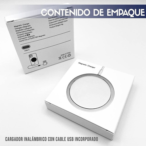 Imagen 2 de 2 de Cargador Inalámbrico Magsafe Magnético Para iPhone