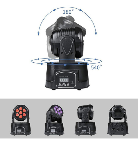 Pack 4 Cabeza Movil Robotico Par 7 Led Rgbw Dmx Fiesta Disco