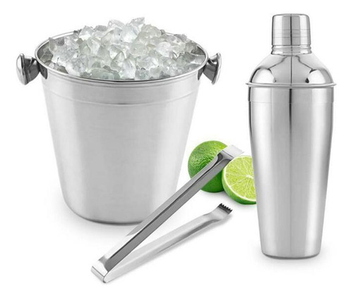 Kit Barman Inox 3 Peças - Wellmix