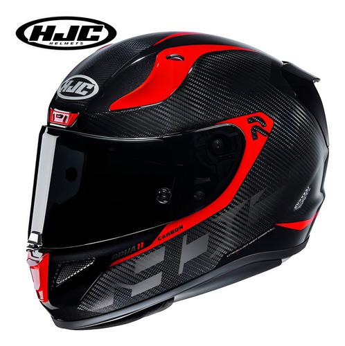 Capacete Hjc Rpha 11 Carbon Bleer Preto E Vermelho Tamanho do capacete 56