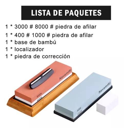 Juego de piedras para afilar cuchillos de primera calidad – Grano 400/1000  y 3000/8000 profesional, juego de piedra de afilar incluye piedra