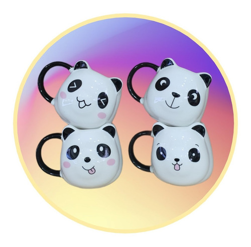 Tazón 3d Cerámica Oso Panda Panditas Kawaii 
